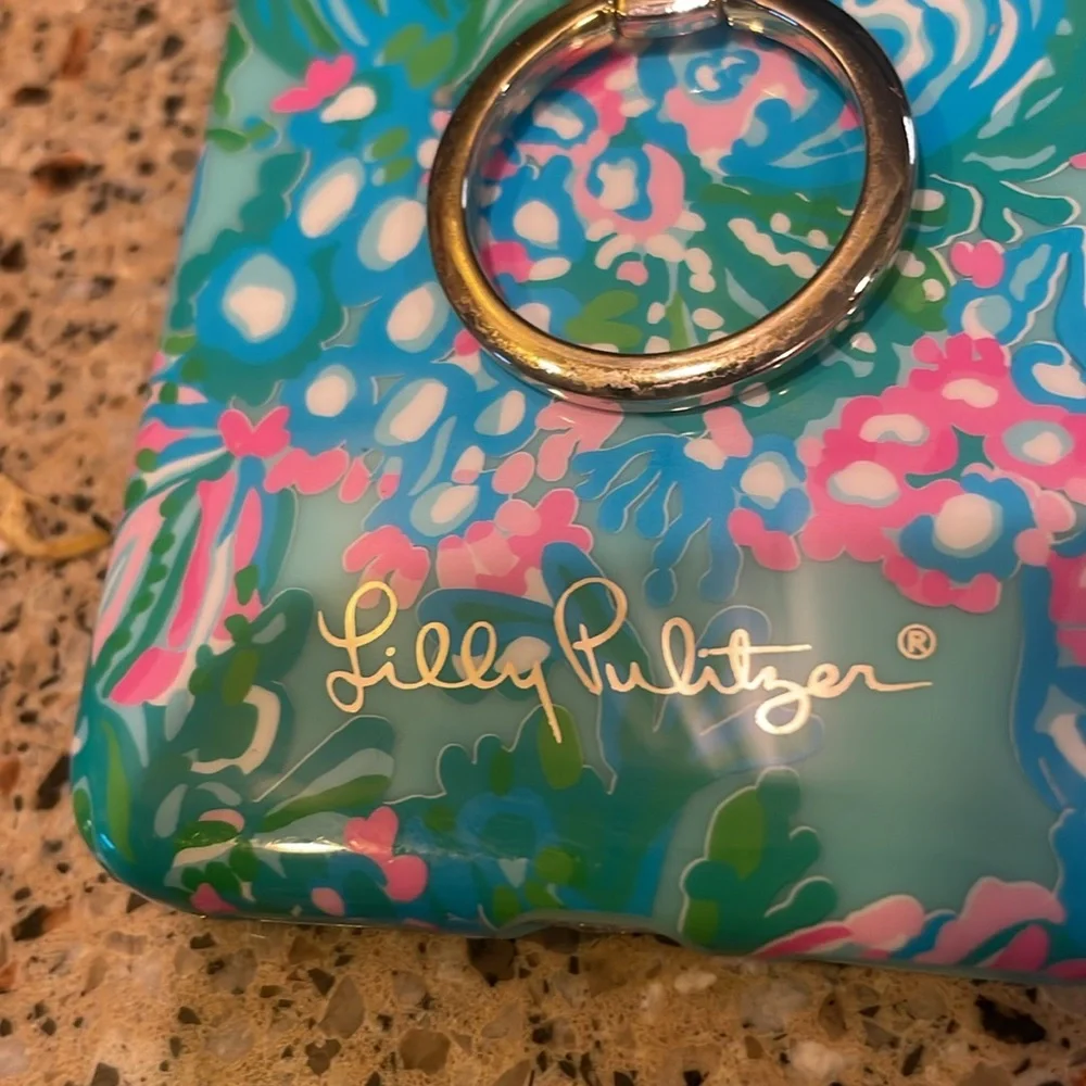 Lilly Pulitzer Phone Case Ring Finger Holder NWOT iPhone X Blue Pink Ring Holder